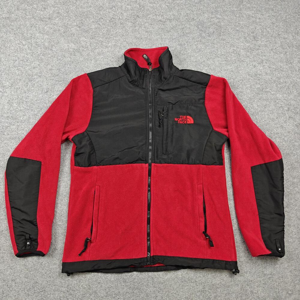 The North Face Jacket Womens Small Red Fleece Full Zip Collared Pockets Logo